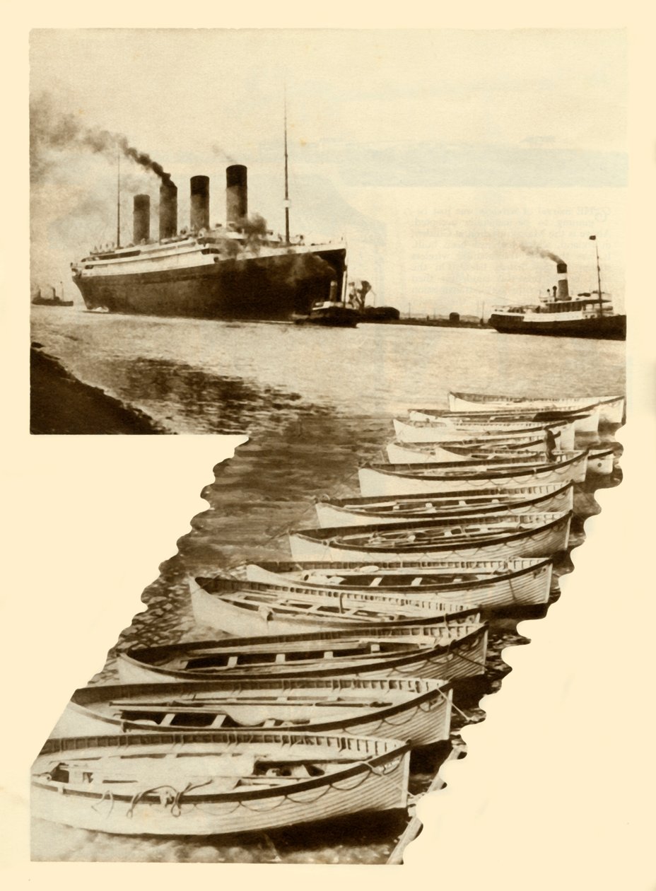 RMS Titanic and Lifeboats by Unbekannt
