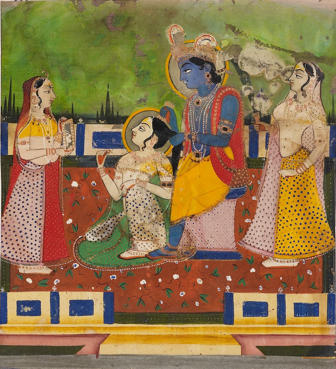 Radha and Krishna on a Terrace by Unbekannt