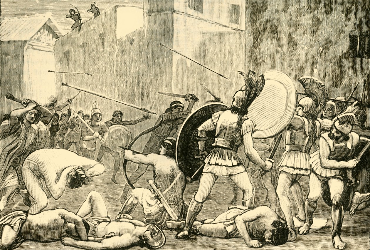 Repulse of Pyrrhus from Sparta, 1890 by Unbekannt