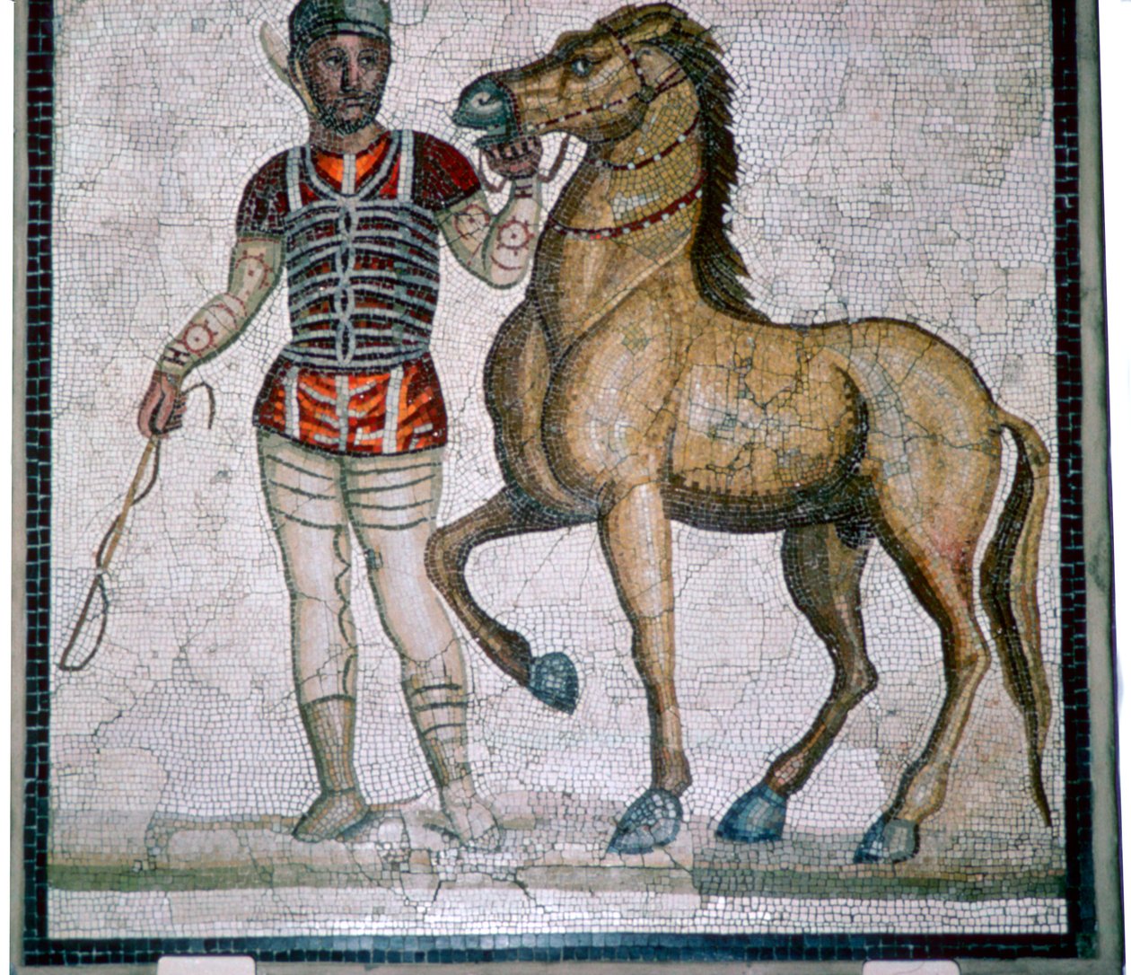 Roman mosaic of a charioteer with horse by Unbekannt
