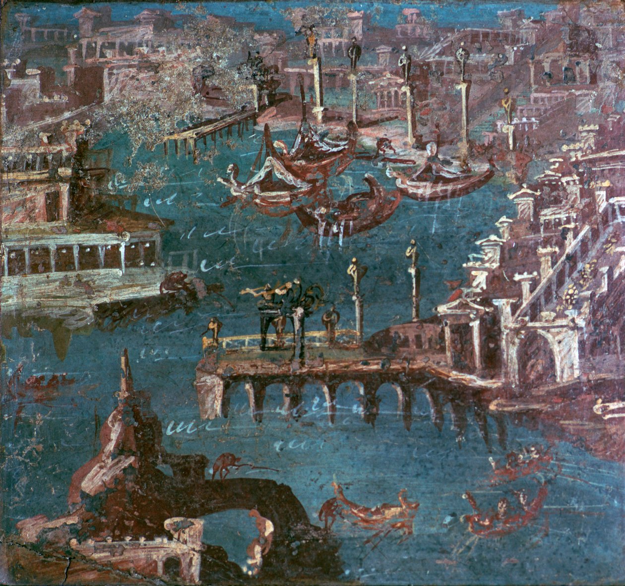 Roman Wall-Painting of a Harbour Scene by Unbekannt