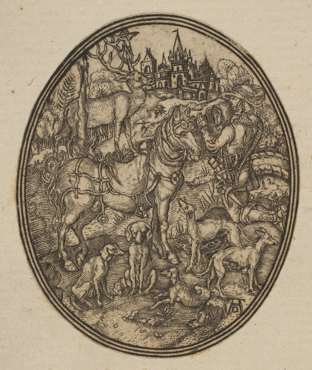 Saint Eustace reduced reverse copy in oval by Unbekannt