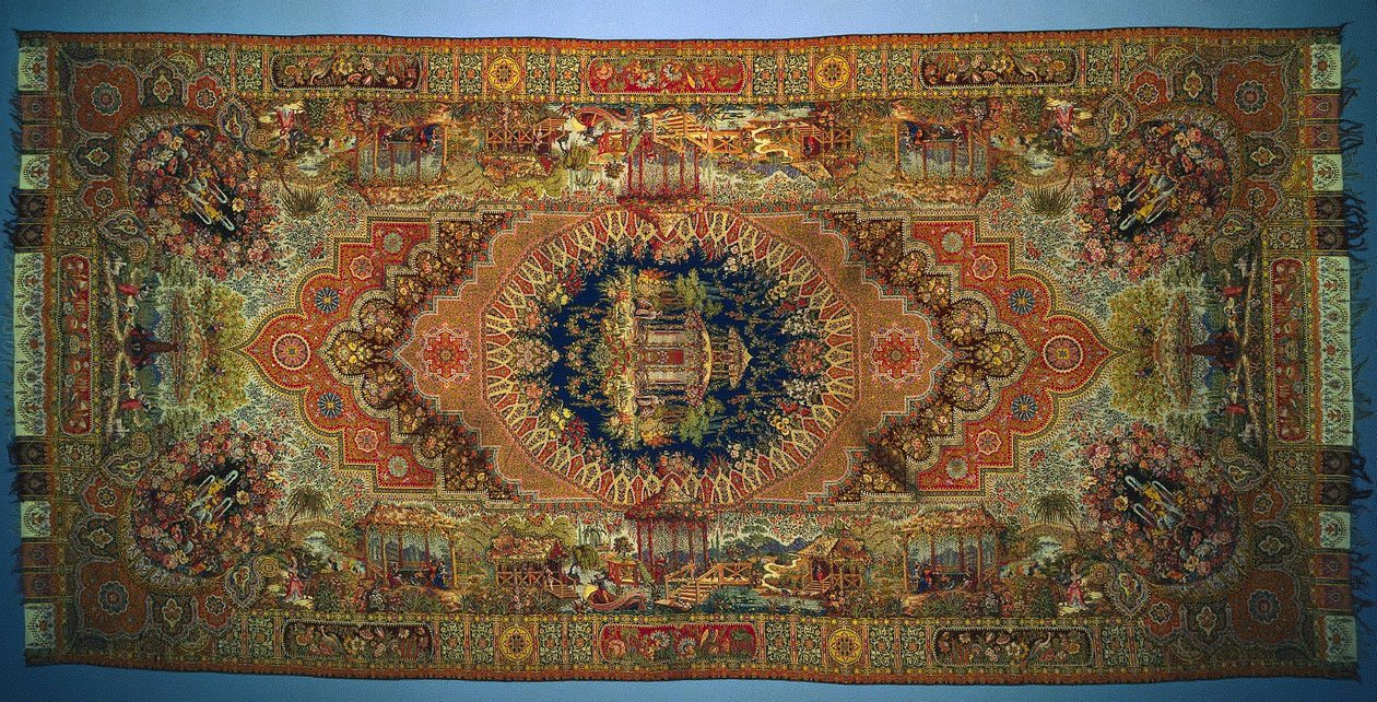 Shawl with Genre Scenes, 1875-1899 by Unbekannt