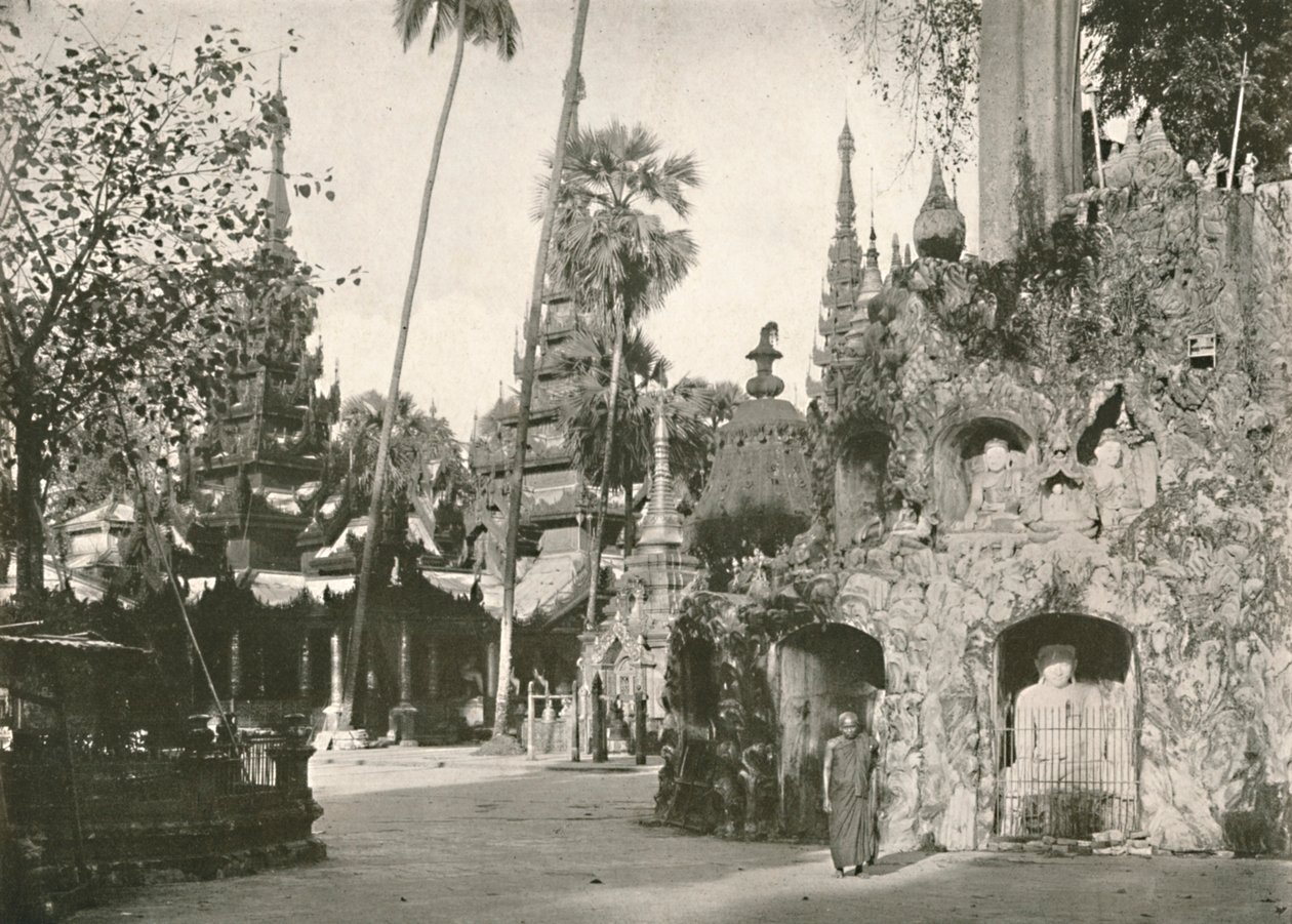 Shrines at the Shwe Dagon Pagoda, Rangoon, 1900 by Unbekannt