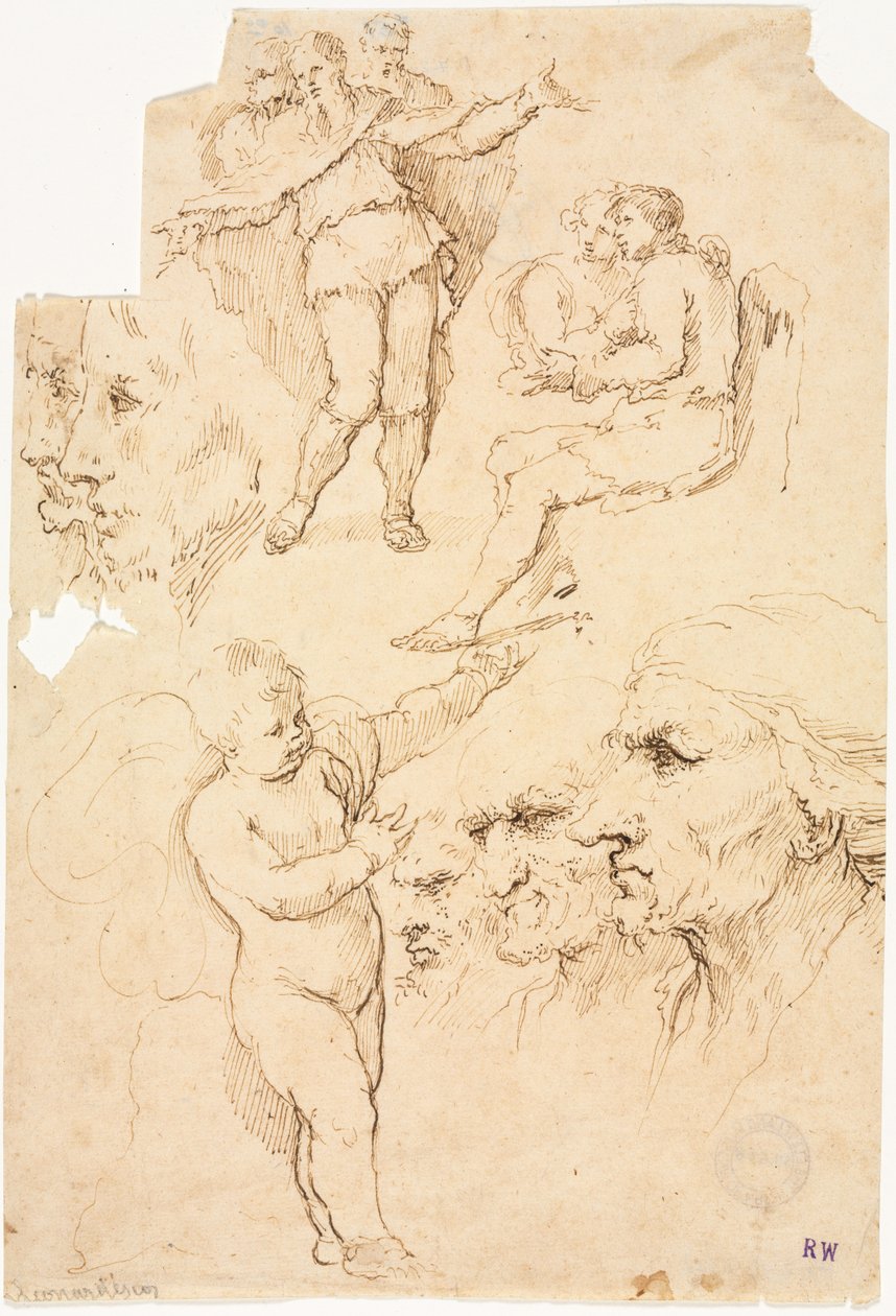 Sketches of Heads and Figures, 1600s by Unbekannt