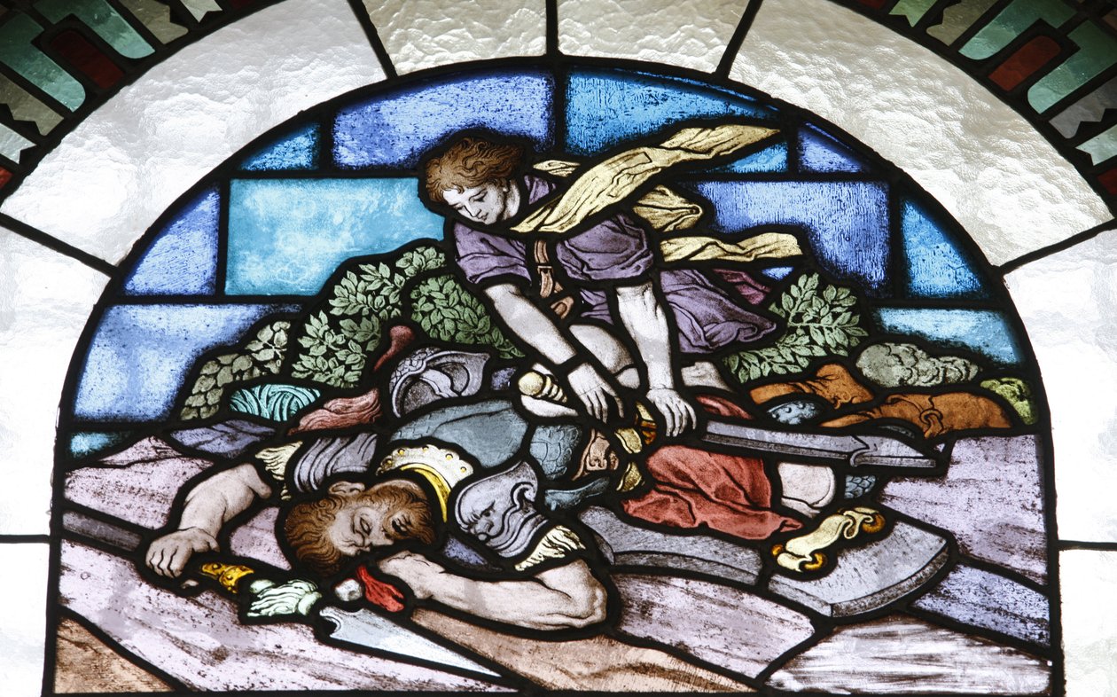 Stained Glass: David and Goliath, Budapest, Hungary by Unbekannt