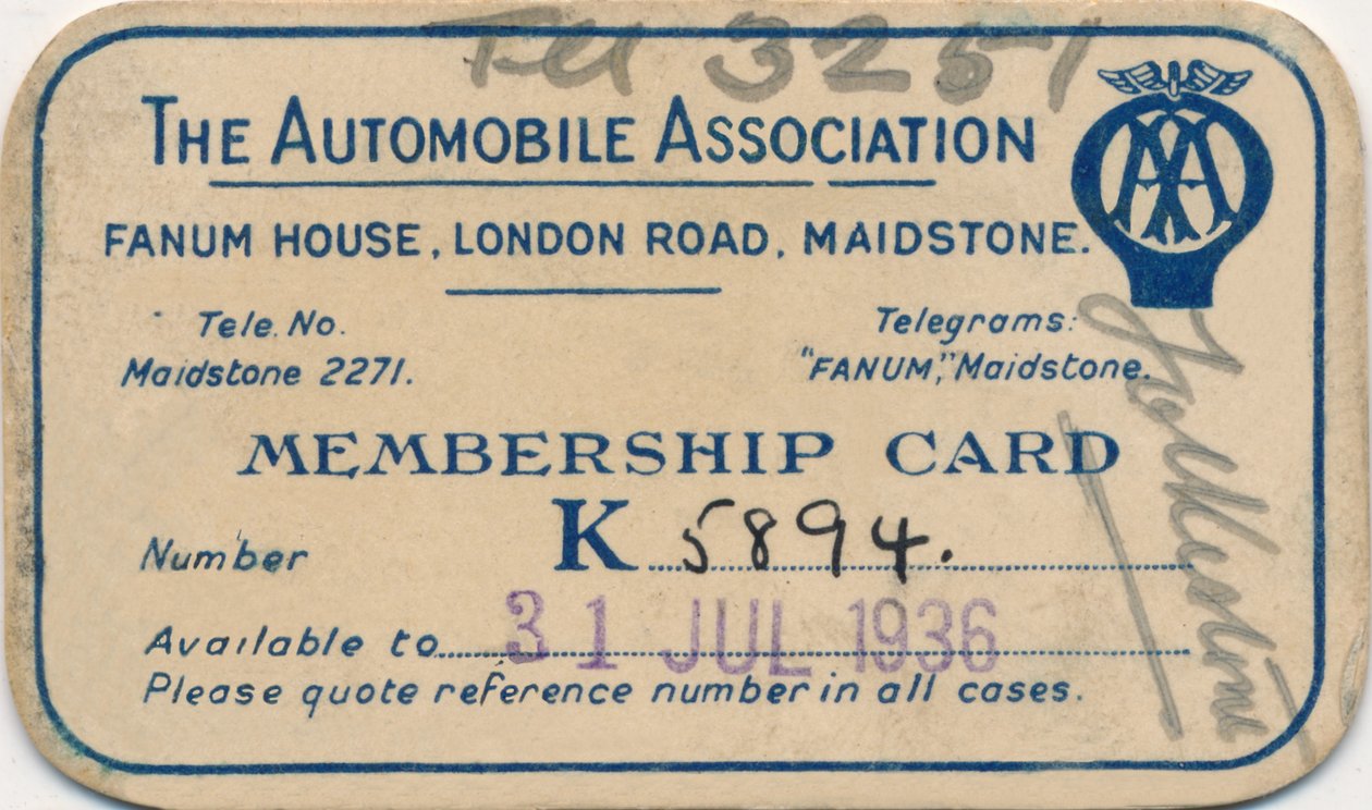 The Automobile Association: Membership card by Unbekannt