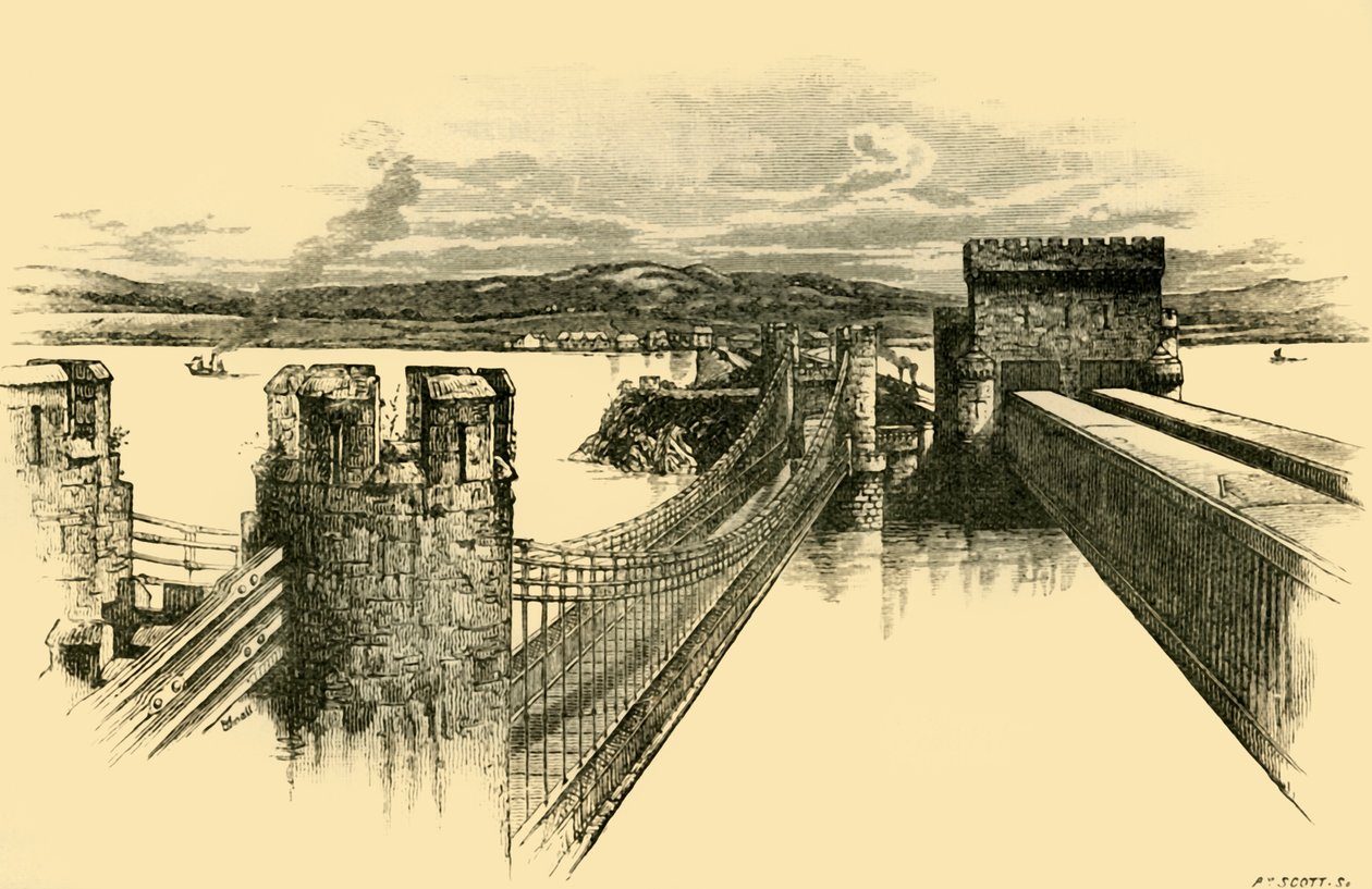 The Bridges, from Conway Castle by Unbekannt