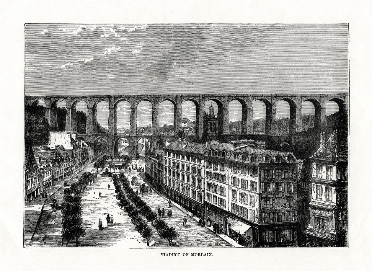 The Viaduct at Morlaix, France by Unbekannt
