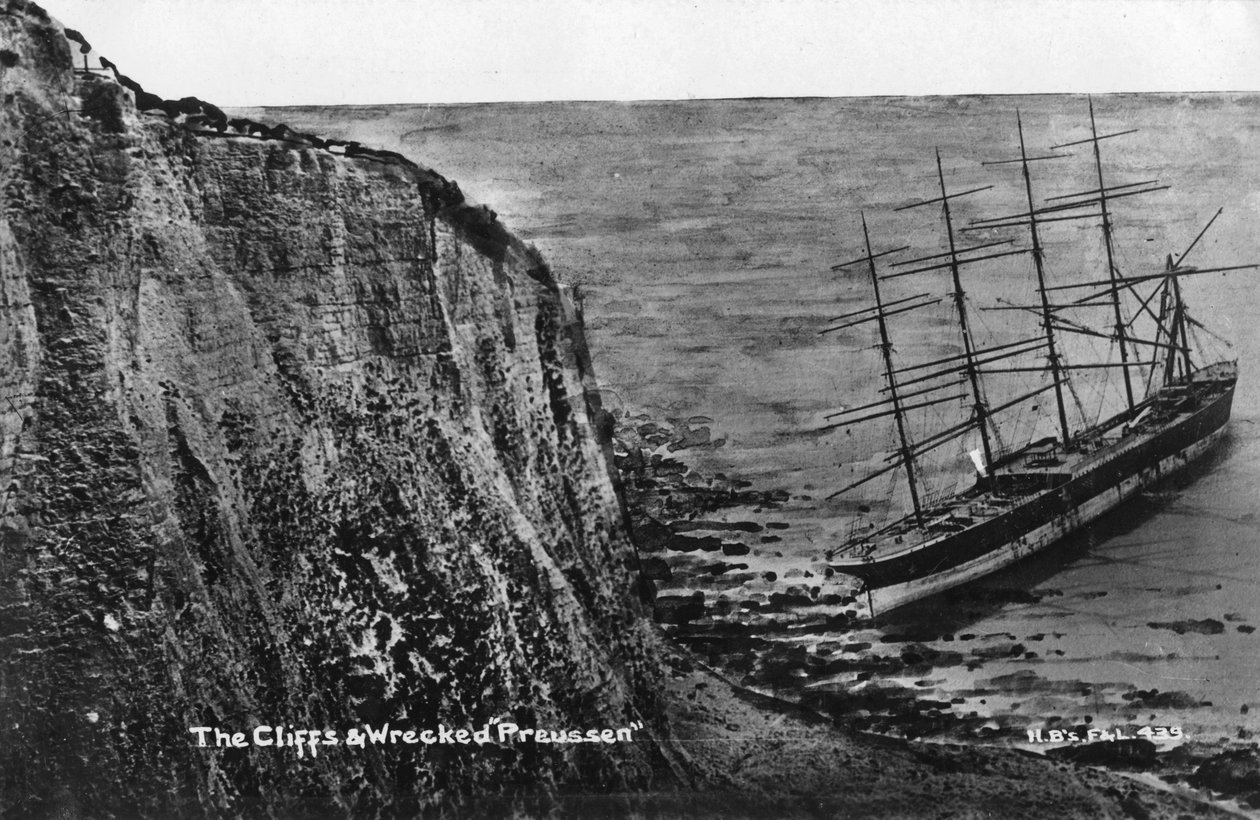 The Cliffs and Wrecked Preussen, Dover by Unbekannt