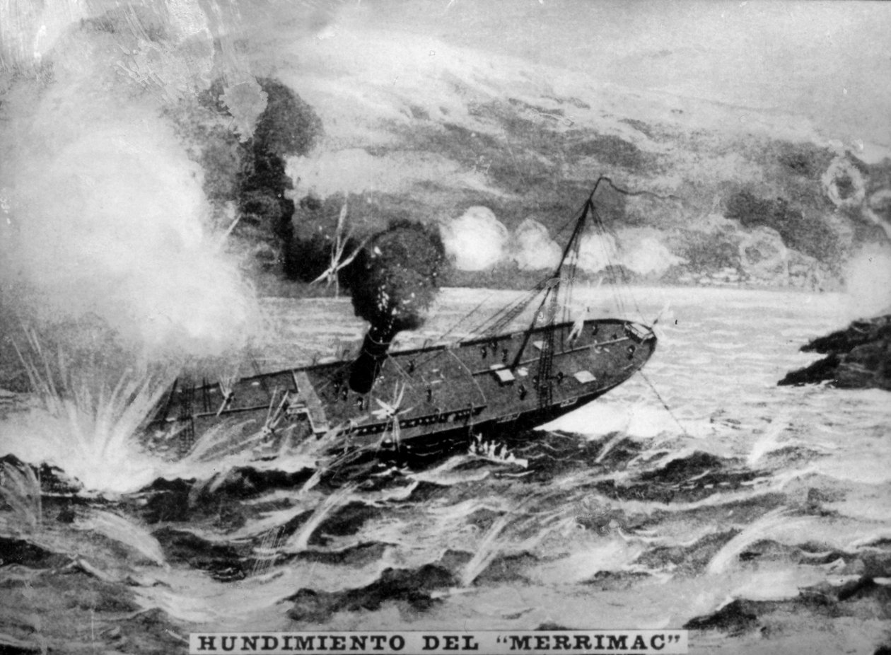 The sinking of the Merrimac, 1898 by Unbekannt