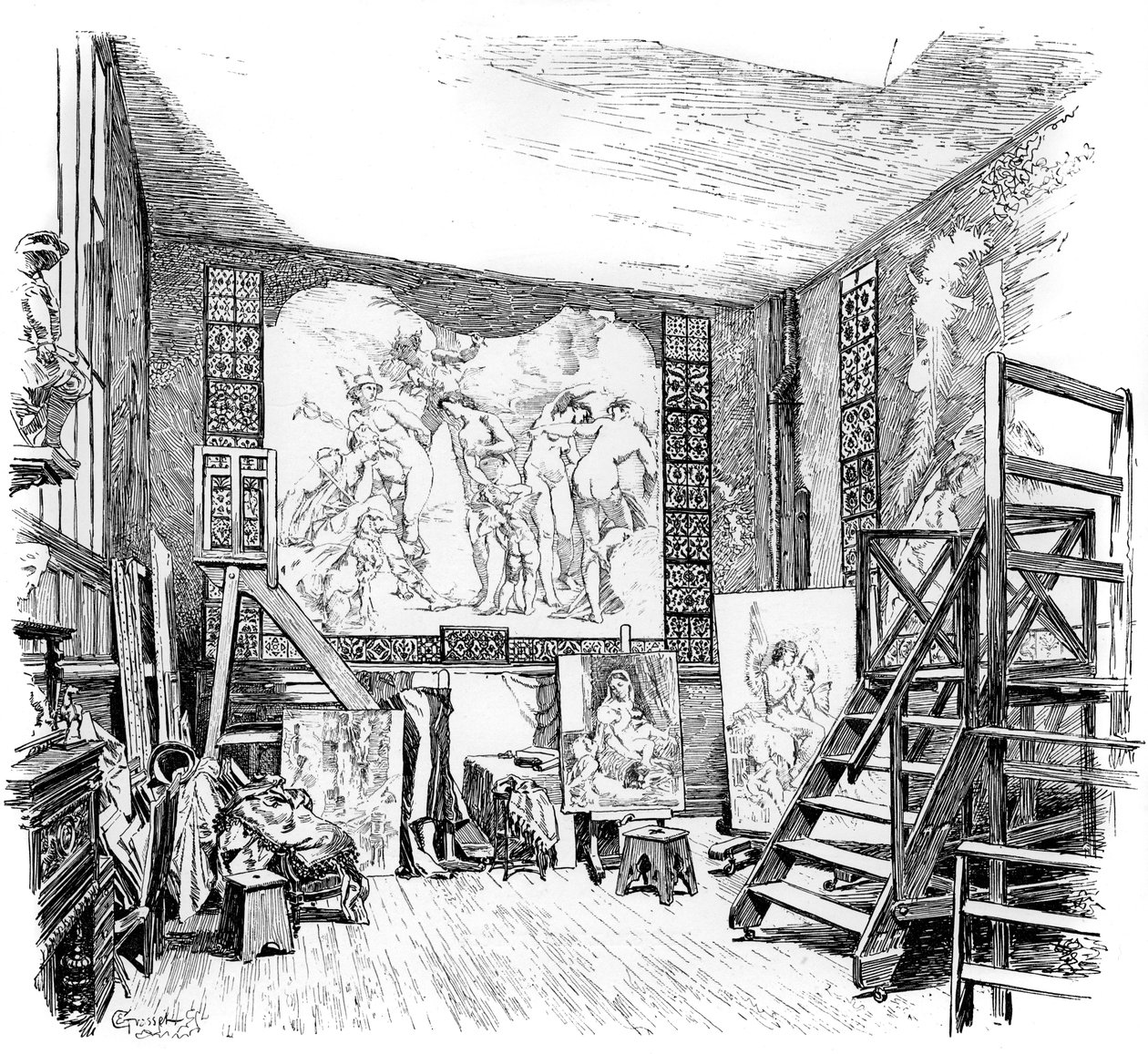 The Studio of Paul-Jacques-Aime Baudry by Unbekannt