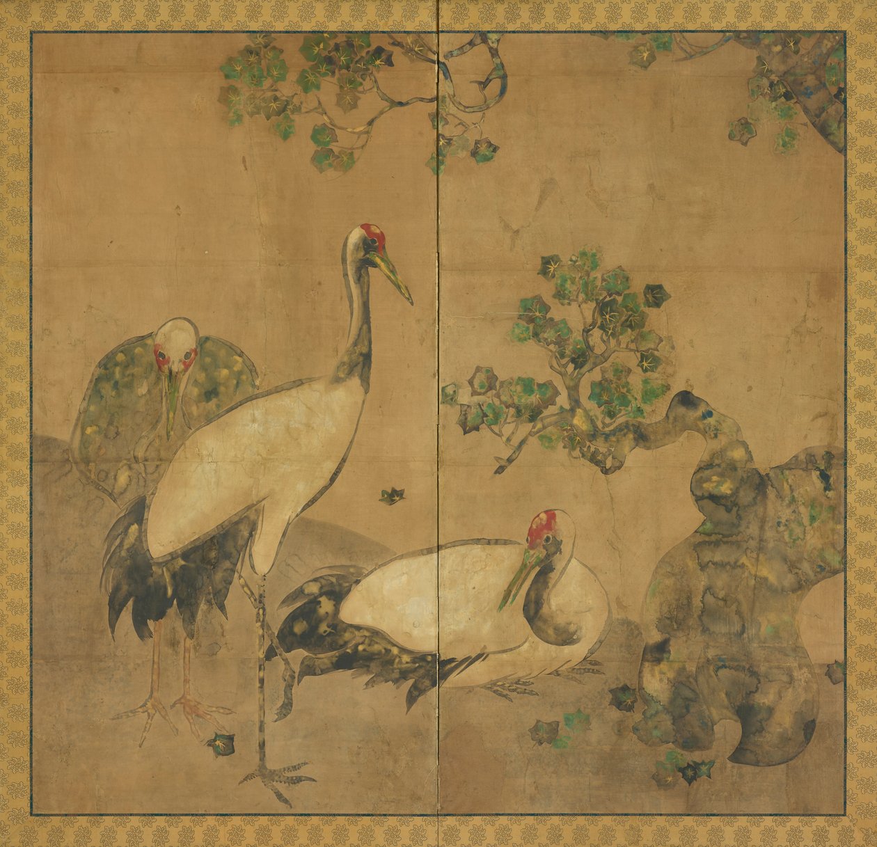 Three Cranes Under a Tree, Edo Period, 1615-1868 by Unbekannt