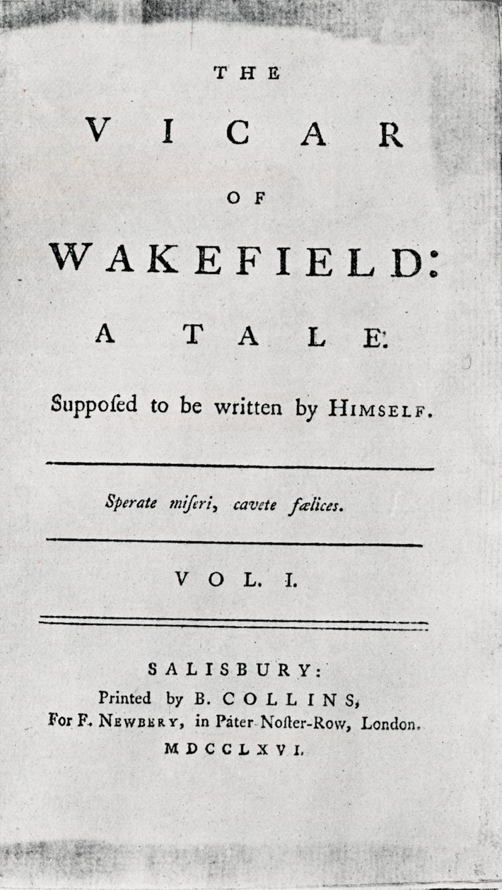 Title Page of The Vicar of Wakefield, 1766 by Unbekannt