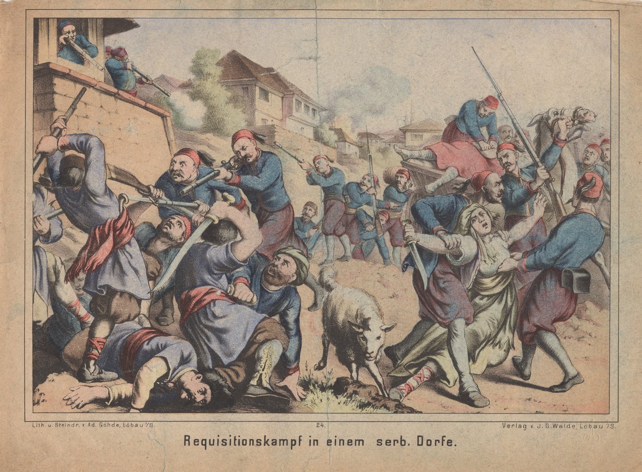 Turkish Requisition Fight in a Serbian Country Village by Unbekannt