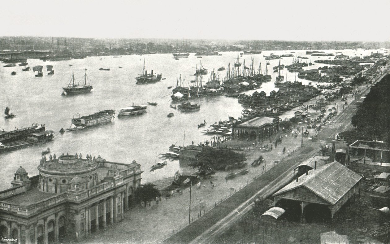 View from the Hooghly Bridge, Calcutta, India, 1895 by Unbekannt