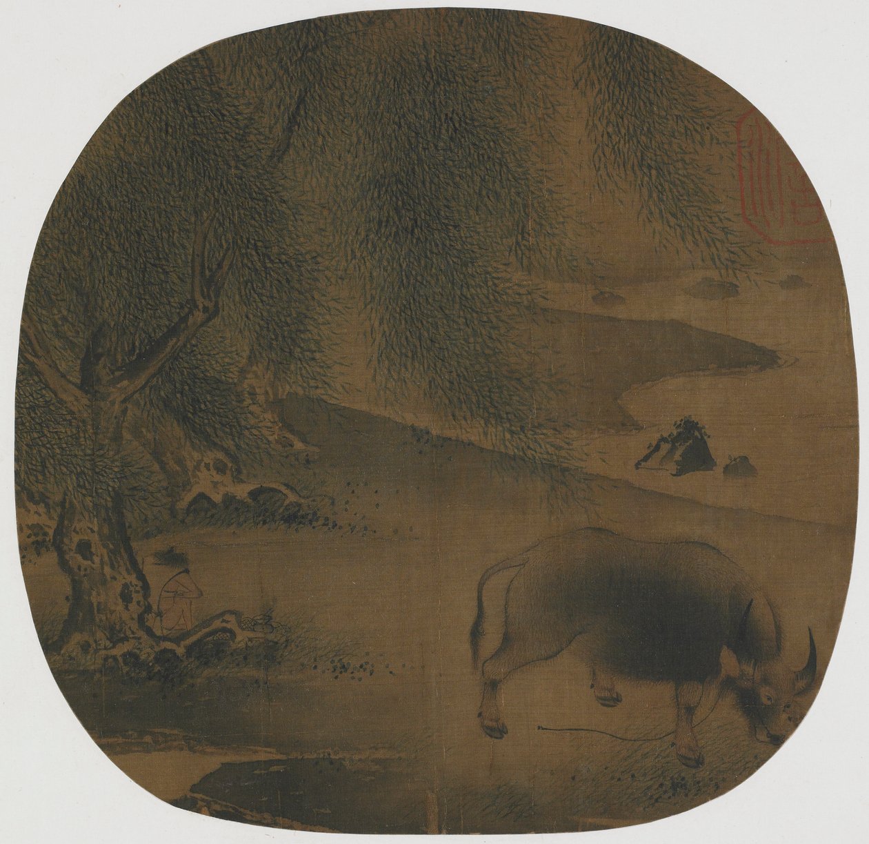 Water Buffalo and Herdboy under Willows by Unbekannt