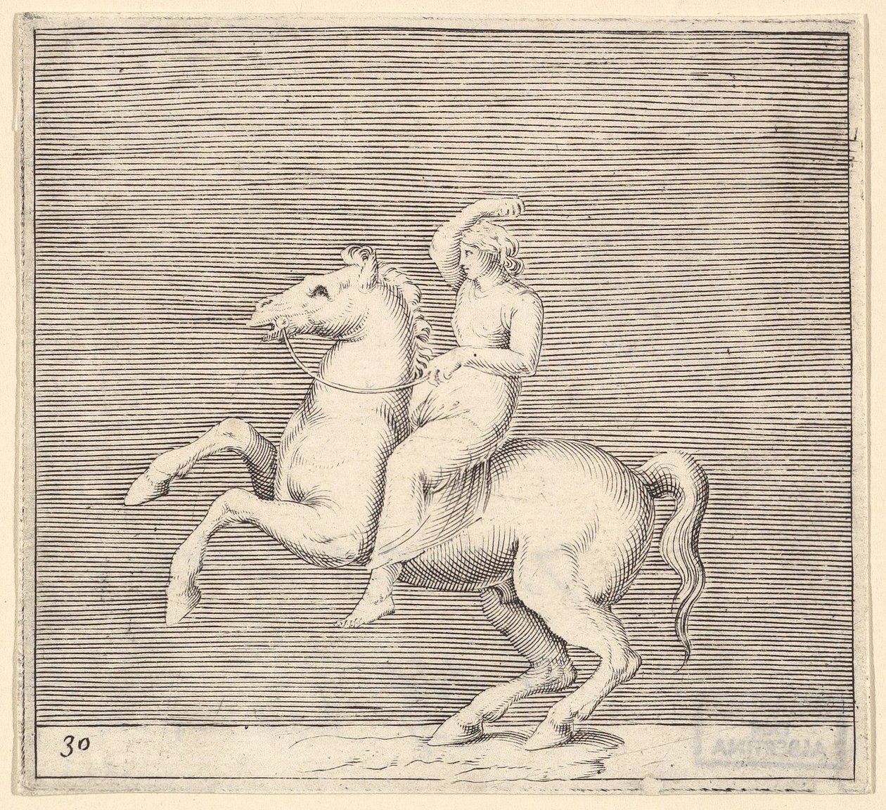 Woman on Rearing Horse by Unbekannt