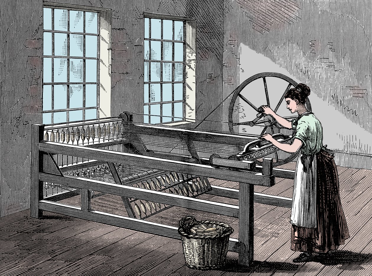 Woman using a Spinning Jenny, c1880 by Unbekannt