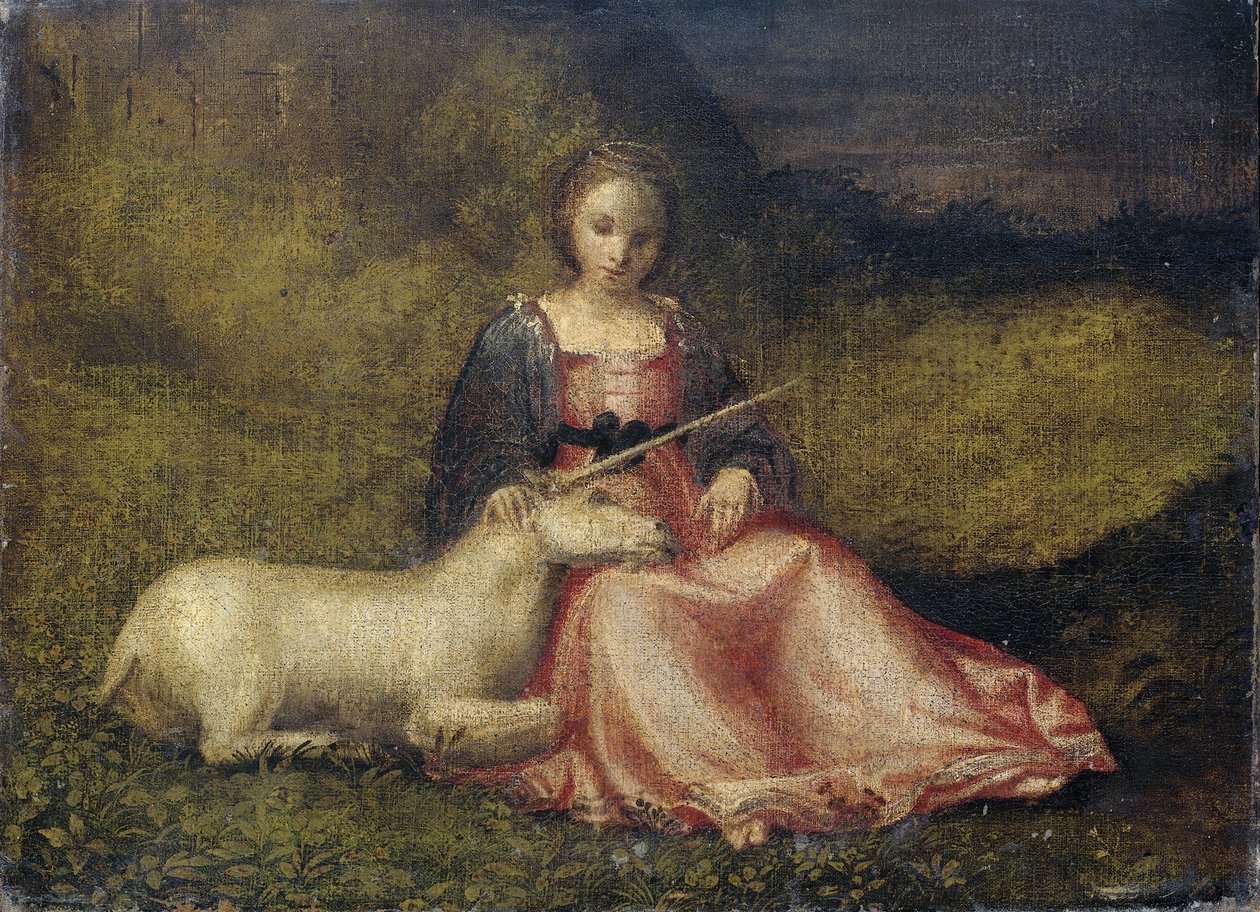 Woman with Unicorn by Unbekannt