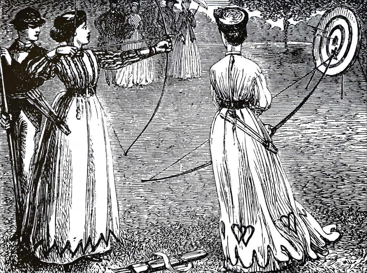 Young Ladies Practising Their Archery Skills by Unbekannt