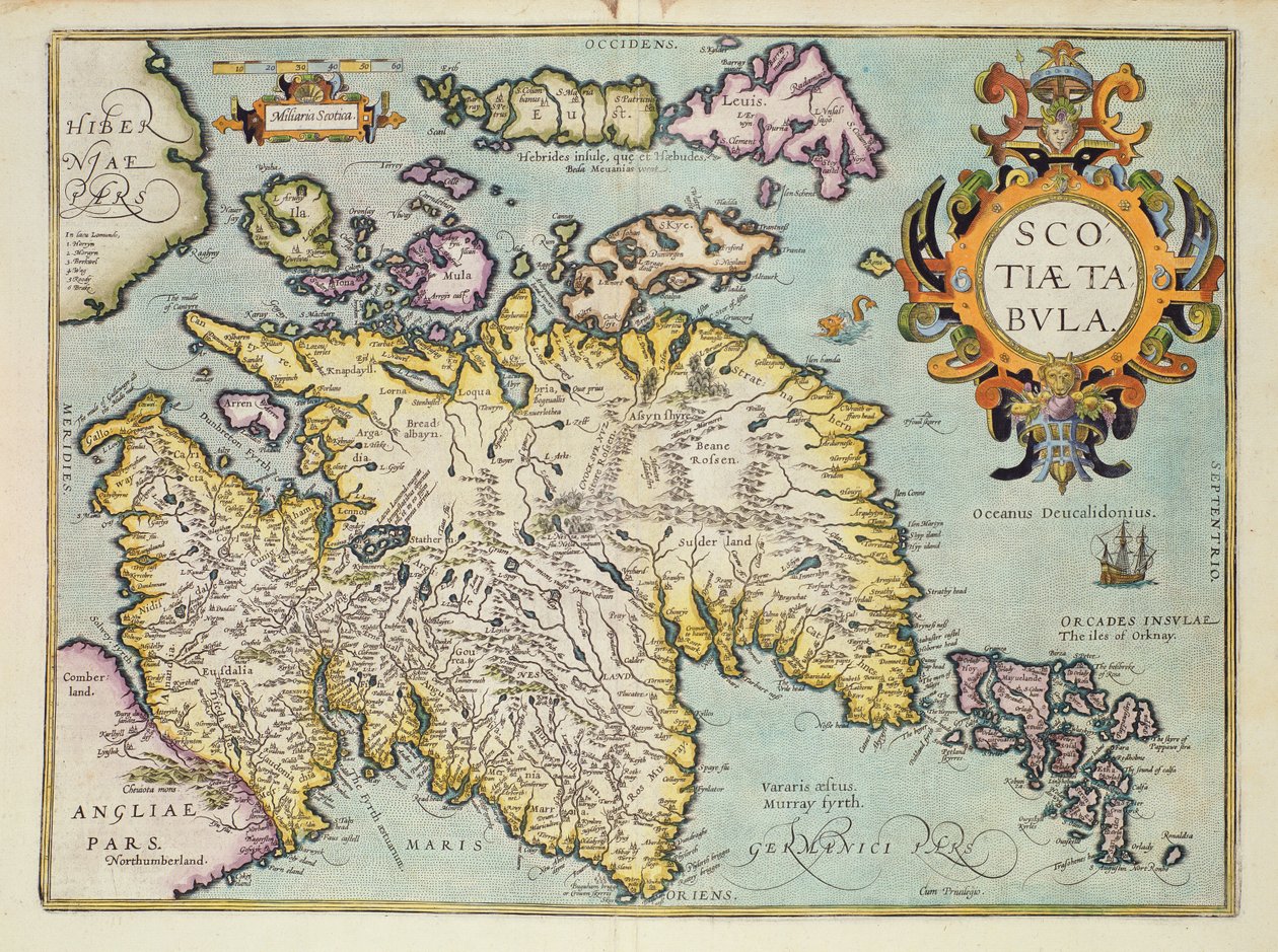 Map of Scotland, Miliaria Scotia by Unbekannt Unbekannt