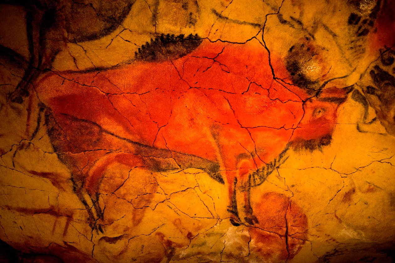 Bison Painting in Altamira caves, Upper Paleolithic museum, Santander, Cantabria, Spain by Unbekannt Unbekannt