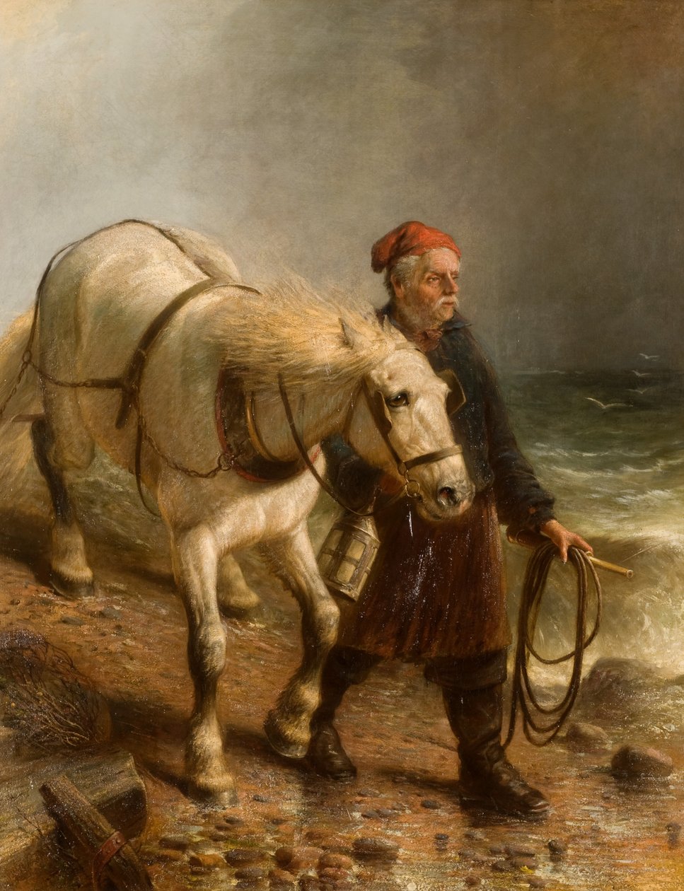 Man with Horse and Lantern by Unbekannt Unbekannt