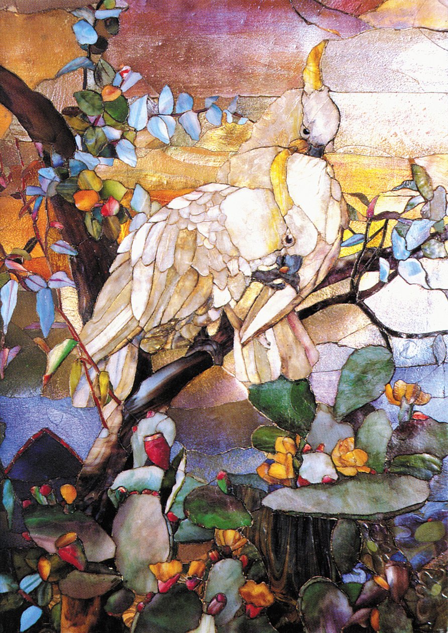 Mosaic Panel with Sulfur-Crested Cockatoos by Unbekannt Unbekannt