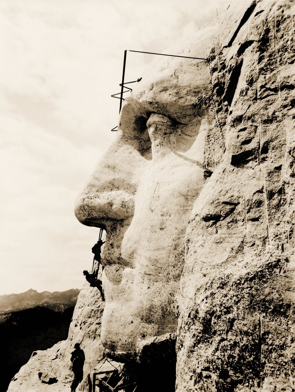 The Construction of The Mount Rushmore National Memorial (detail of George Washington), 1928 by Unbekannt Unbekannt