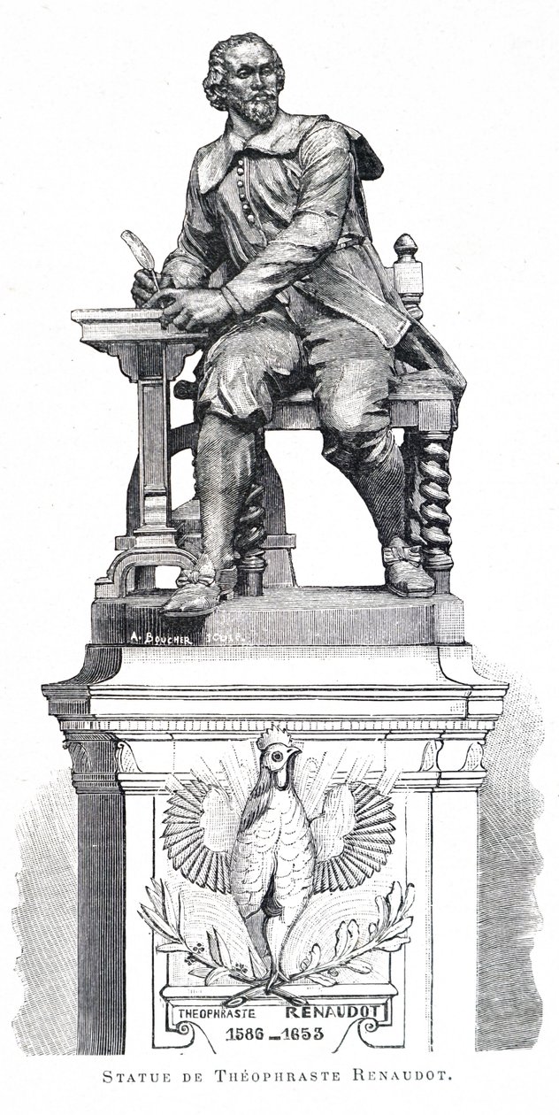 A statue of Theophraste Renaudot by Unbekannt