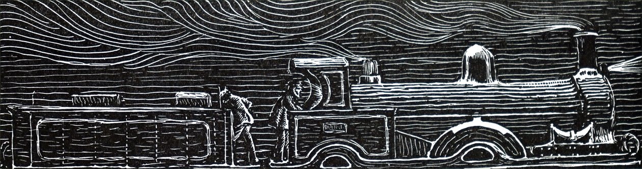 A train driving at night by Unbekannt