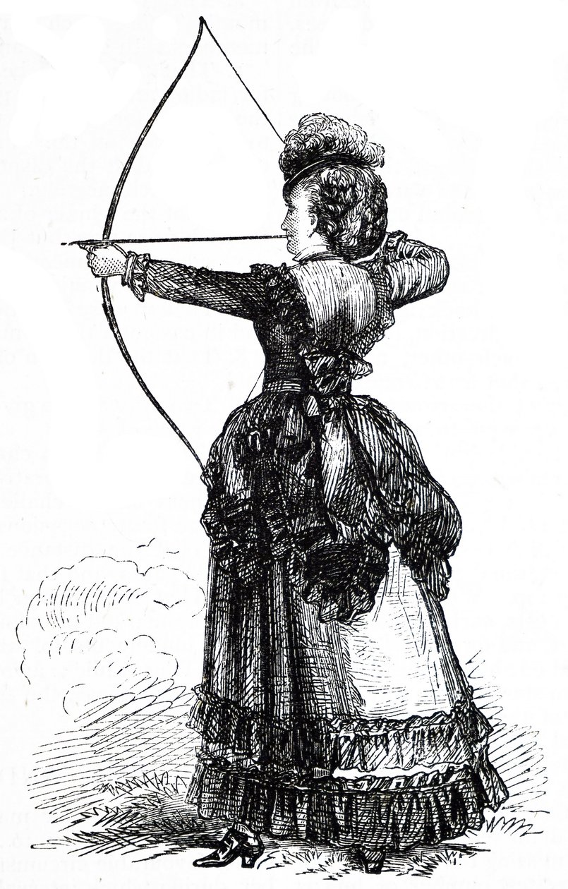 A young lady practicing her archery skills by Unbekannt