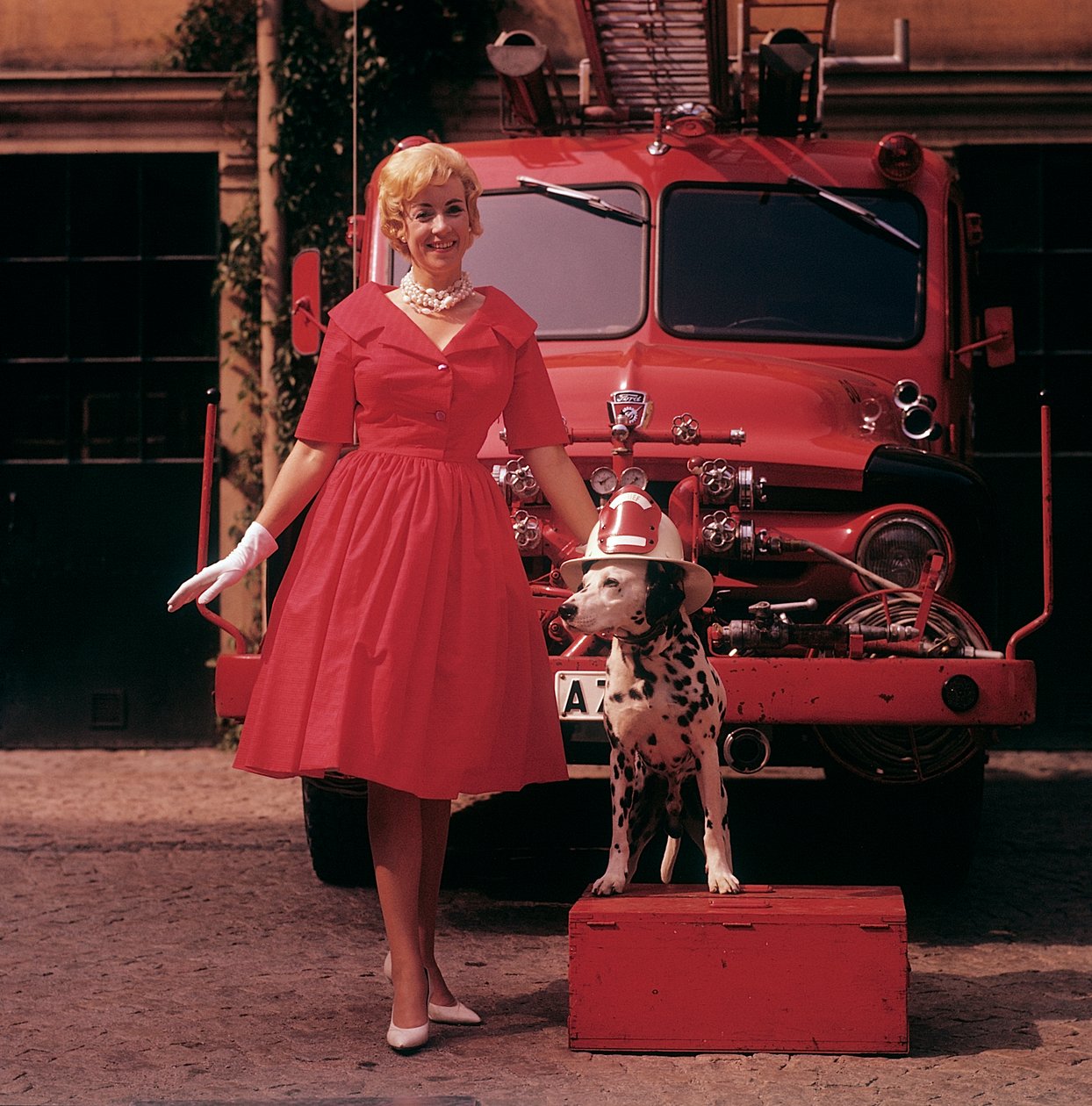A Young Woman in a Red Dress by Unbekannter Künstler