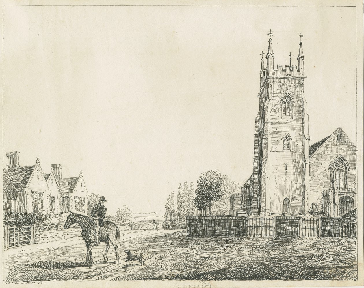 Colwich Church: pen sketch by Unbekannt