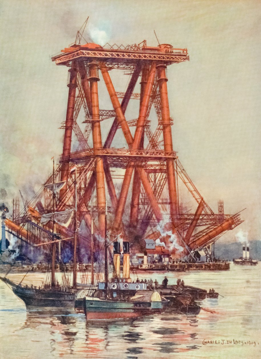 Forth Bridge, Scotland, Under Construction by Alec Hunter