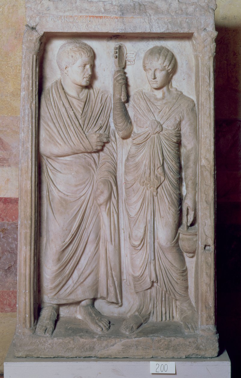 Funeral statue with married couple, Greek by Unbekannt