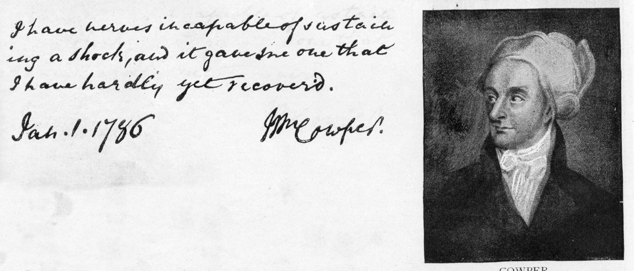 Handwriting and signature of William Cowper by Unbekannt