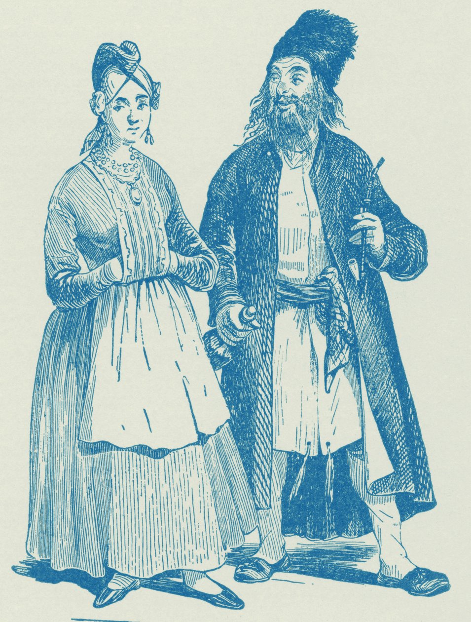 Hassid and Wife, Early 19th Century by Unbekannter Künstler