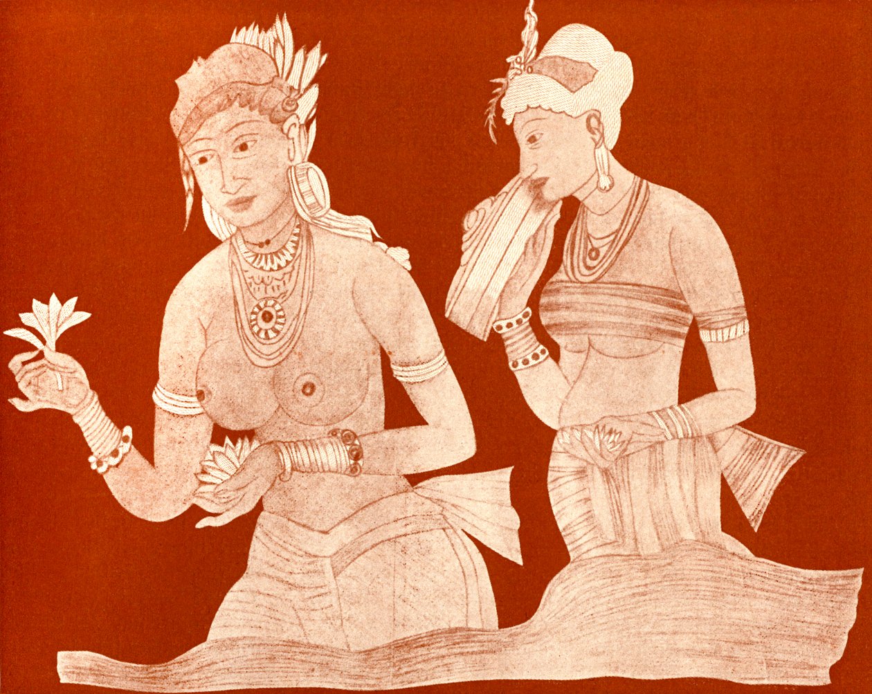 Indian princess with a servant girl by Unbekannter Künstler