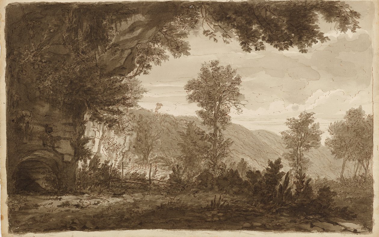 Italian Landscape with Cave Entrance by Unbekannter Künstler