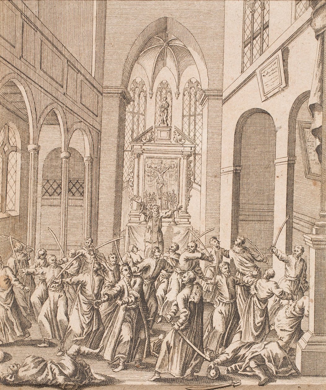 Battle Scene in a Church by Unbekannter Künstler