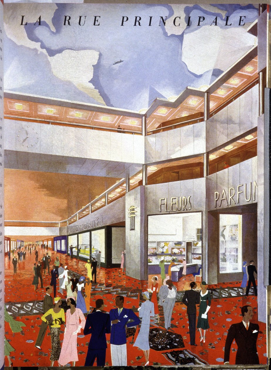 Main street on Liner "Atlantique" by Unbekannter Künstler