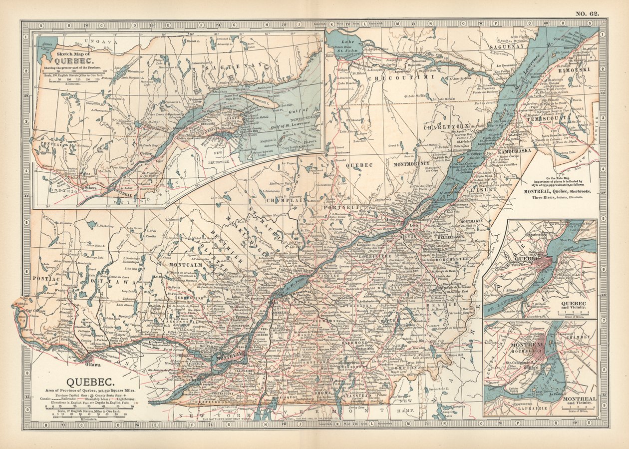 Map of Quebec, Canada by Unbekannter Künstler