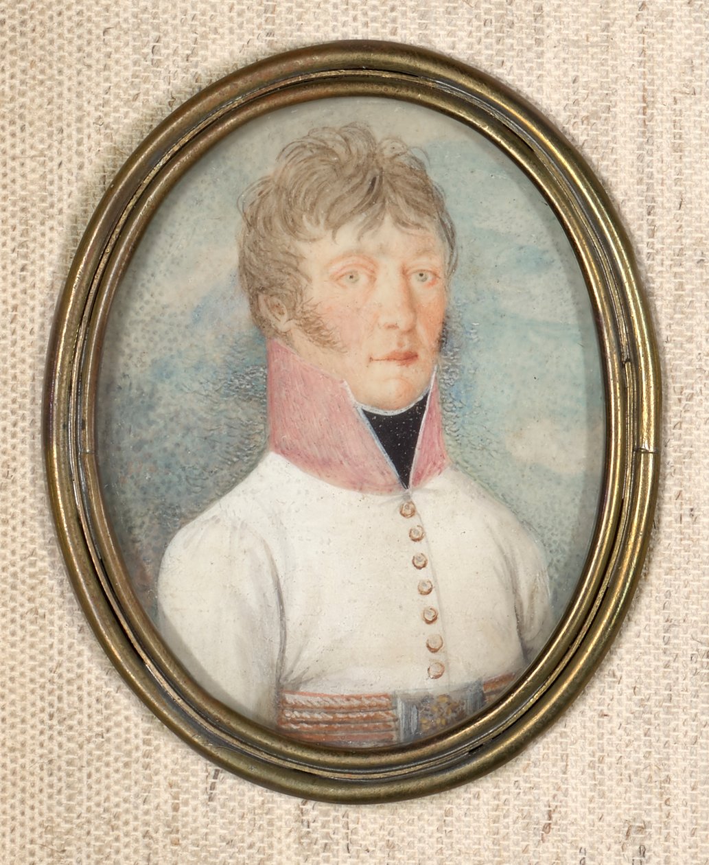 Officer in White Coat with Pink Standing Collar by Unbekannter Künstler