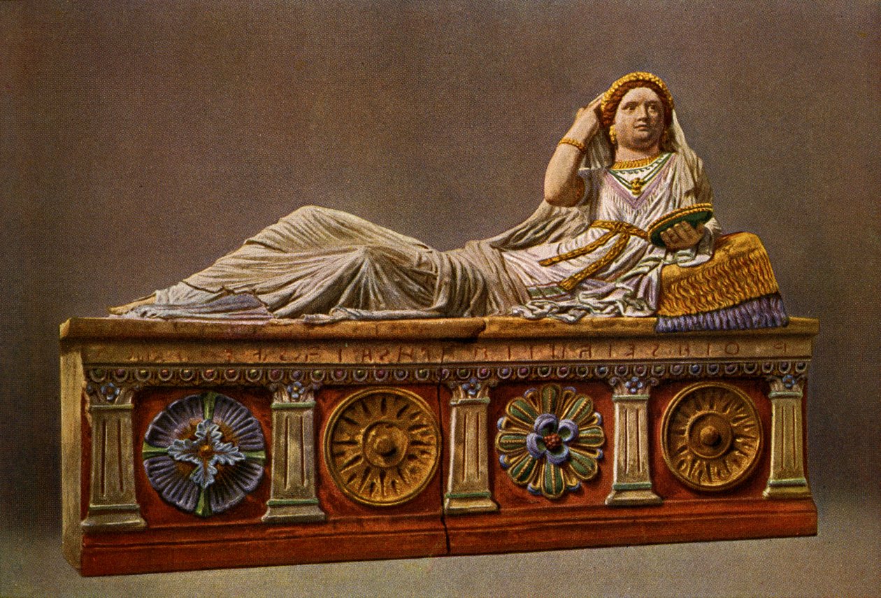 Painted Etruscan sarcophagus by Unbekannter Künstler