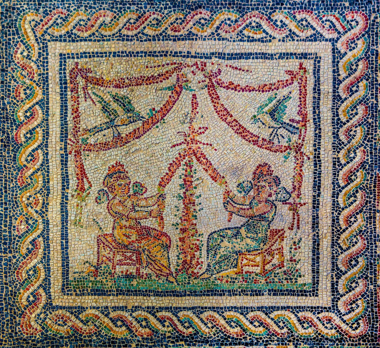 Roman villa with wonderful mosaic floors by Unbekannter Künstler