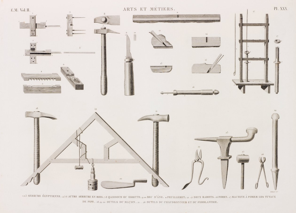 Series of Illustrations of Tools by Unbekannt