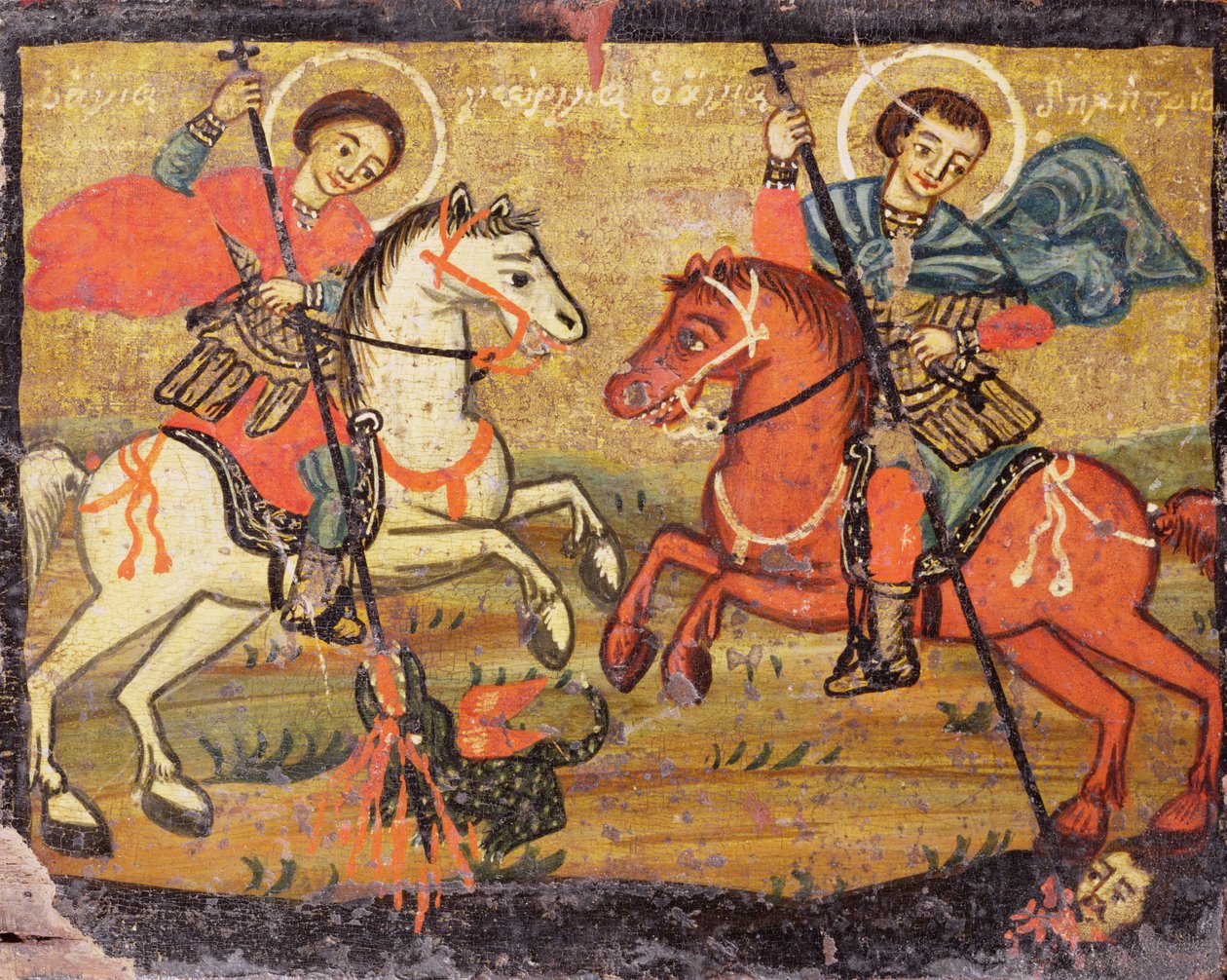 St. George and St. Demetrios, Greek by Unbekannter Künstler