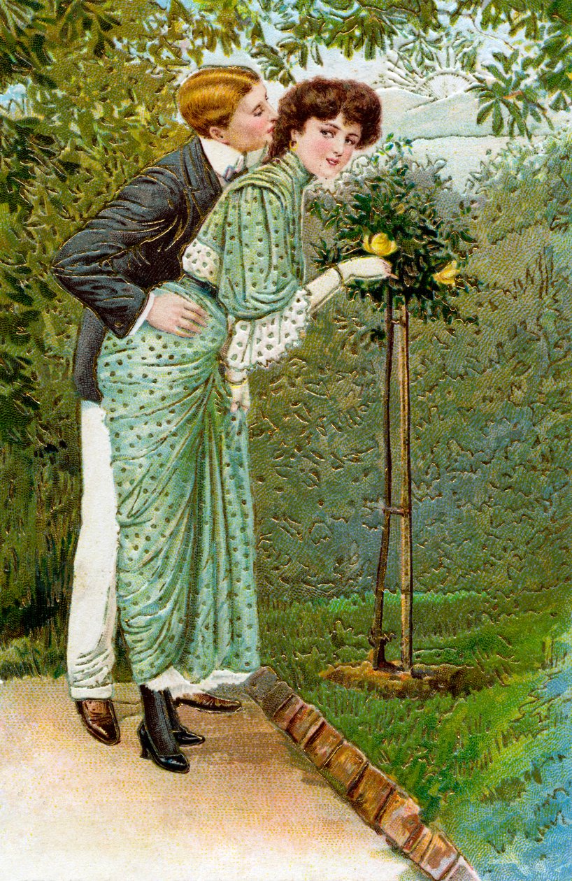 Sweet Rose - couple in garden by Unbekannter Künstler
